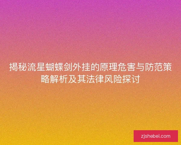 揭秘流星蝴蝶剑外挂的原理危害与防范策略解析及其法律风险探讨 揭秘流星蝴蝶剑外挂的原理危害与防范策略解析及其法律风险探讨