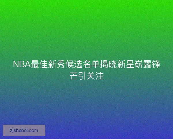 NBA最佳新秀候选名单揭晓新星崭露锋芒引关注